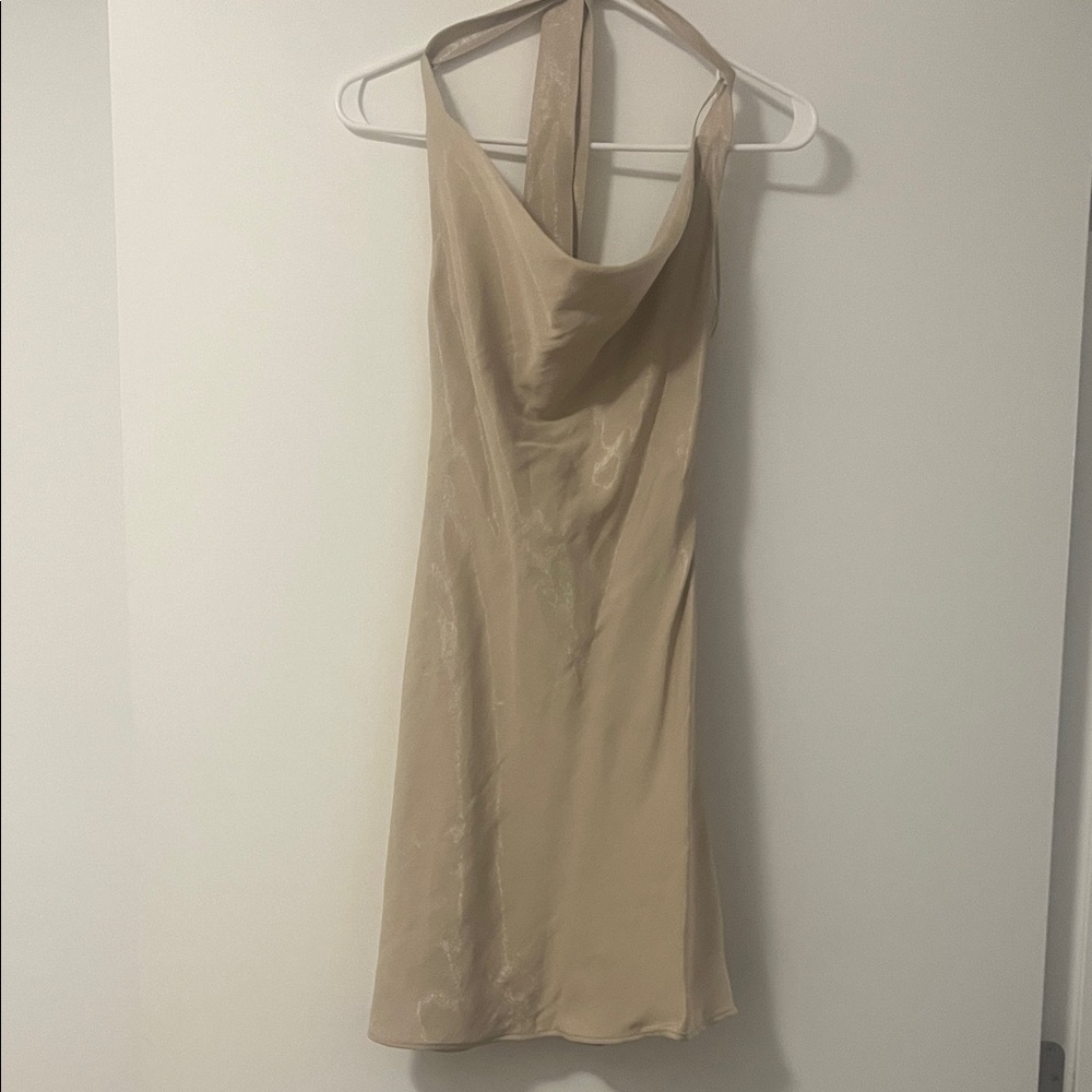 Zara Beige low back Halter Dress